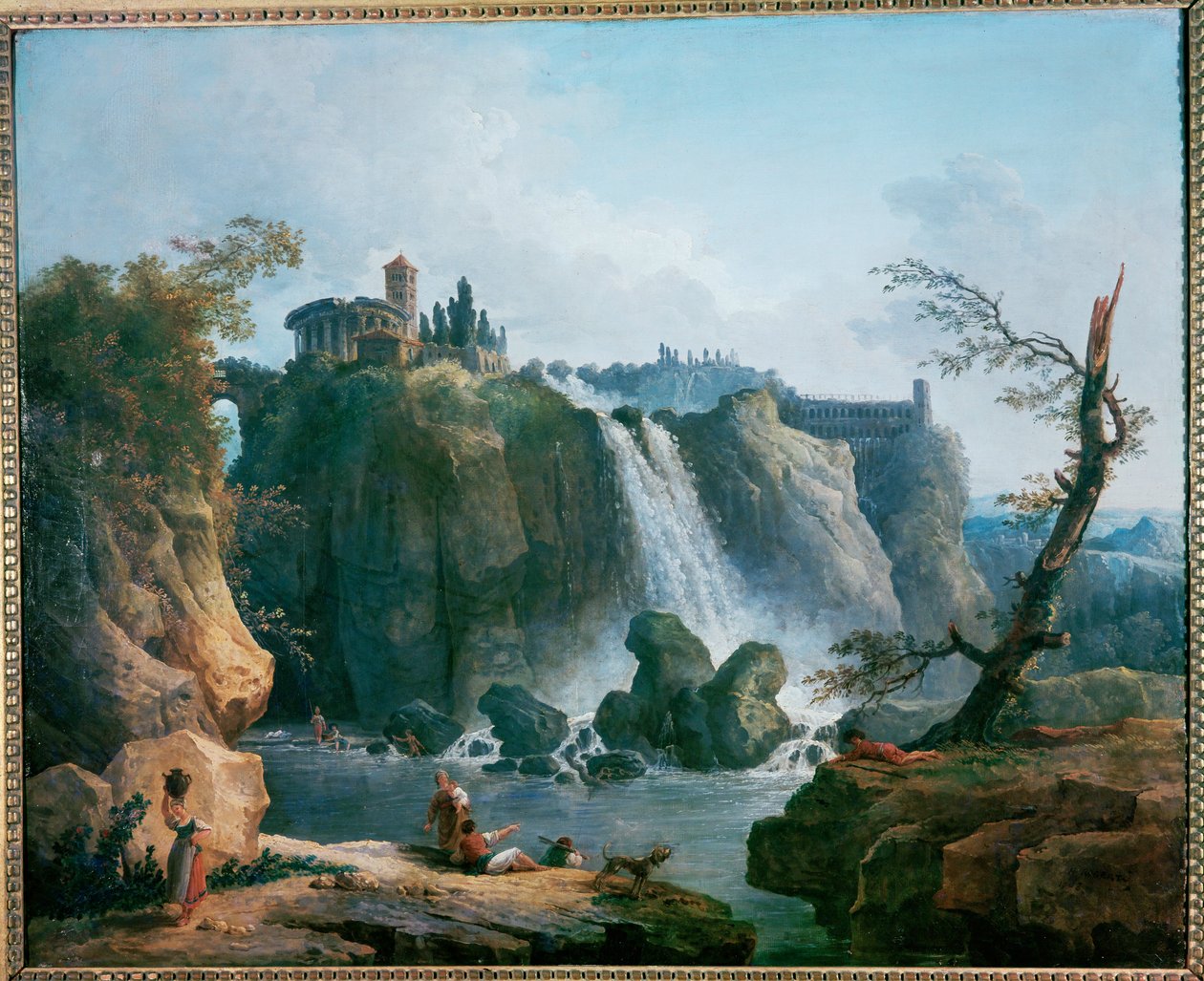 La cascade de Tivoli - De waterval bij Tivoli ... door Hubert (circle of) Robert