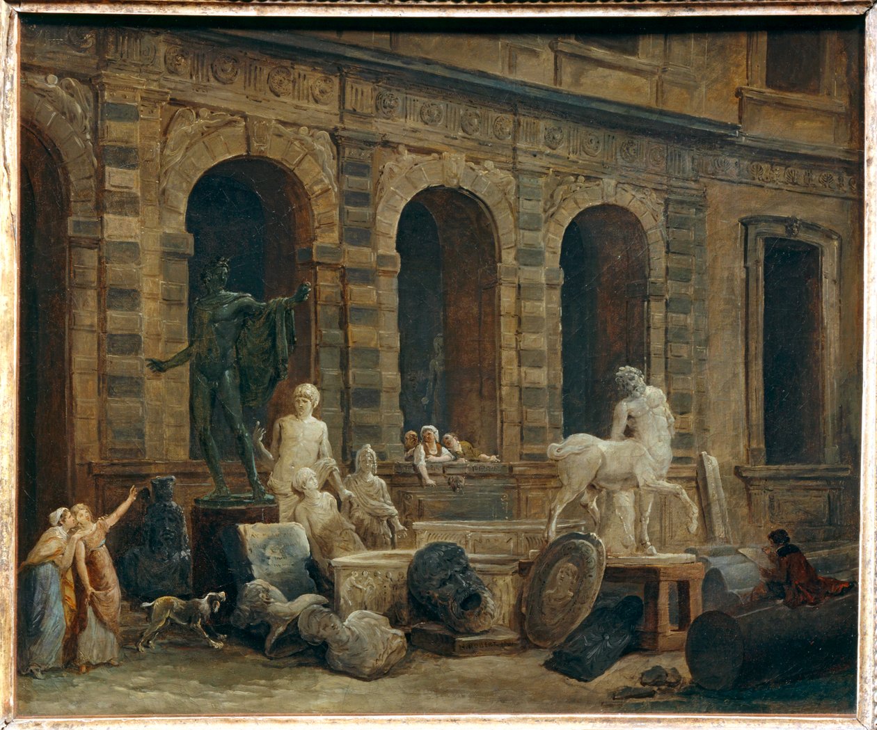 De tekenaar van antiquiteiten voor de Petite Galerie van het Louvre ... door Hubert (circle of) Robert