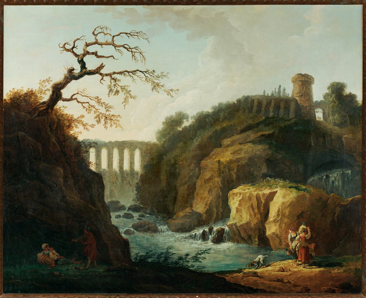Paysage avec aqueduc et torrent - Landschap met aquaduct en torrent ... door Hubert (circle of) Robert
