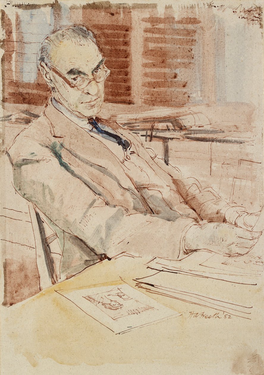 Portret van Sir Karl Theodore Parker, CBE, 1952 door Hubert Andrew Freeth