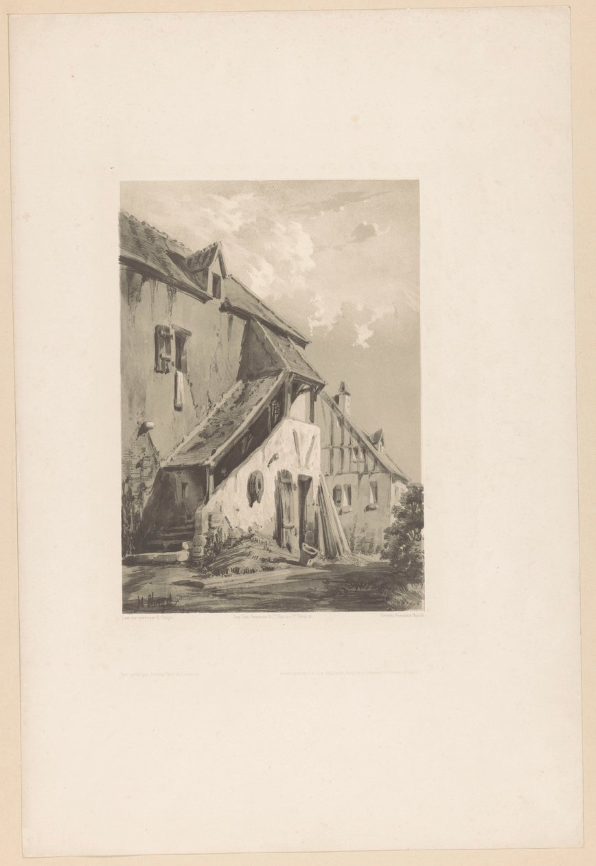 Gevel van een oude boerderij door Hubert Clerget