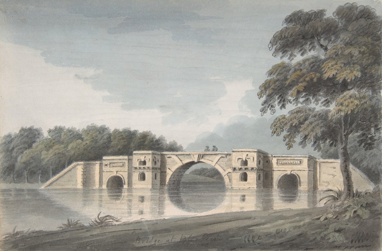 Brug bij Blenheim Palace recto, York Cathedral verso, 18e-19e eeuw door Hubert Cornish