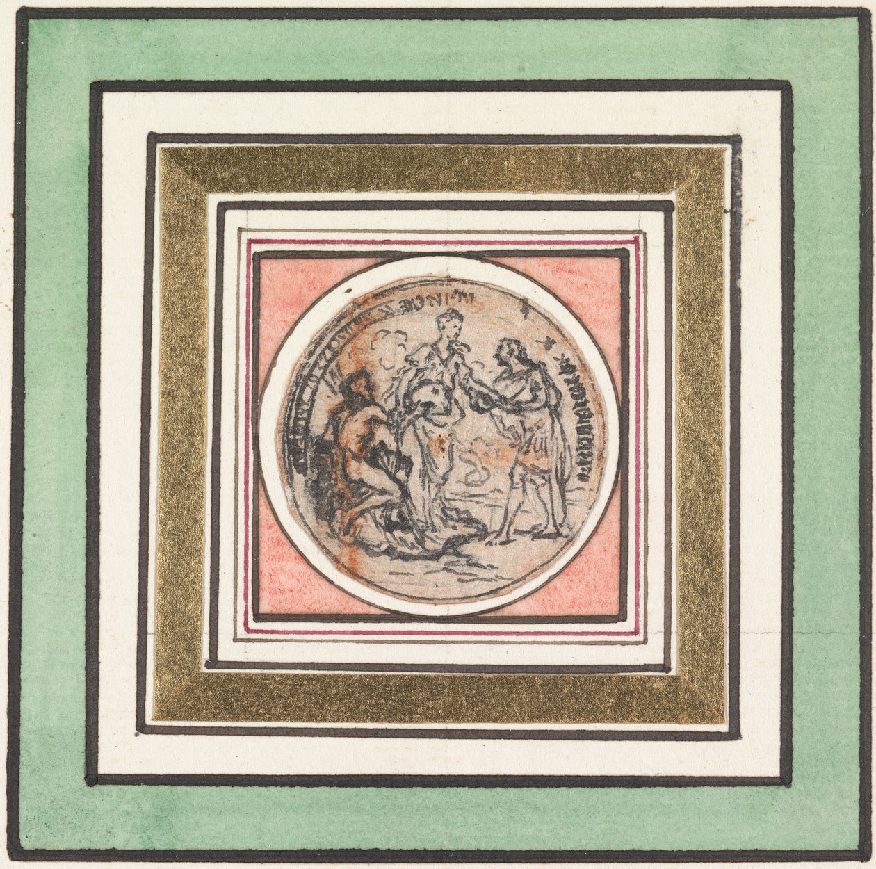 Ontwerp voor een medaille: Frederick en Augusta, Prins en Prinses van Wales door Hubert Francois Gravelot