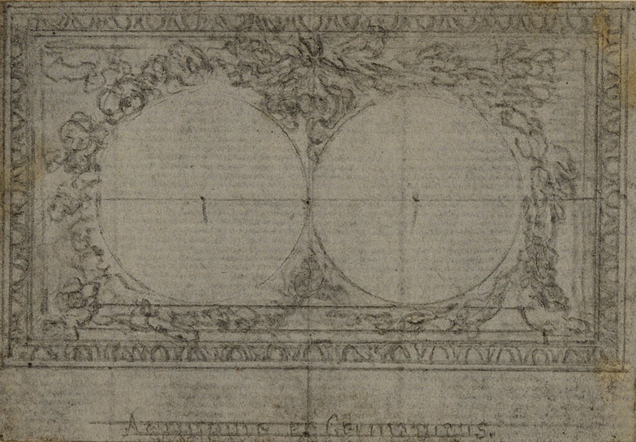 Studie voor medaillons, in Tacitus "Tiberius, of De zes eerste boeken van de Annalen", Boek III, Vol. 2 door Hubert Francois Gravelot