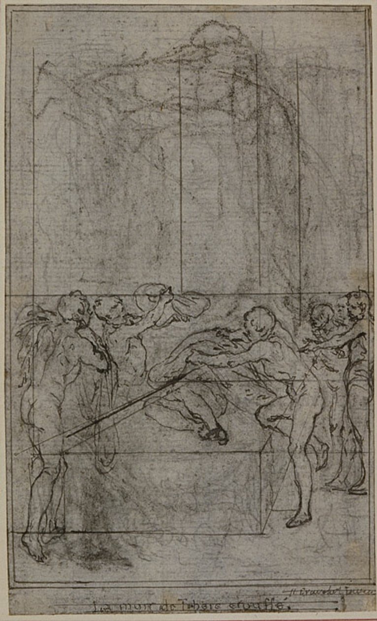 Studie voor een illustratie in Tacitus "Tiberius, of De zes eerste boeken van de Annalen", Boek VI, Vol. 3, 1e Studie door Hubert Francois Gravelot