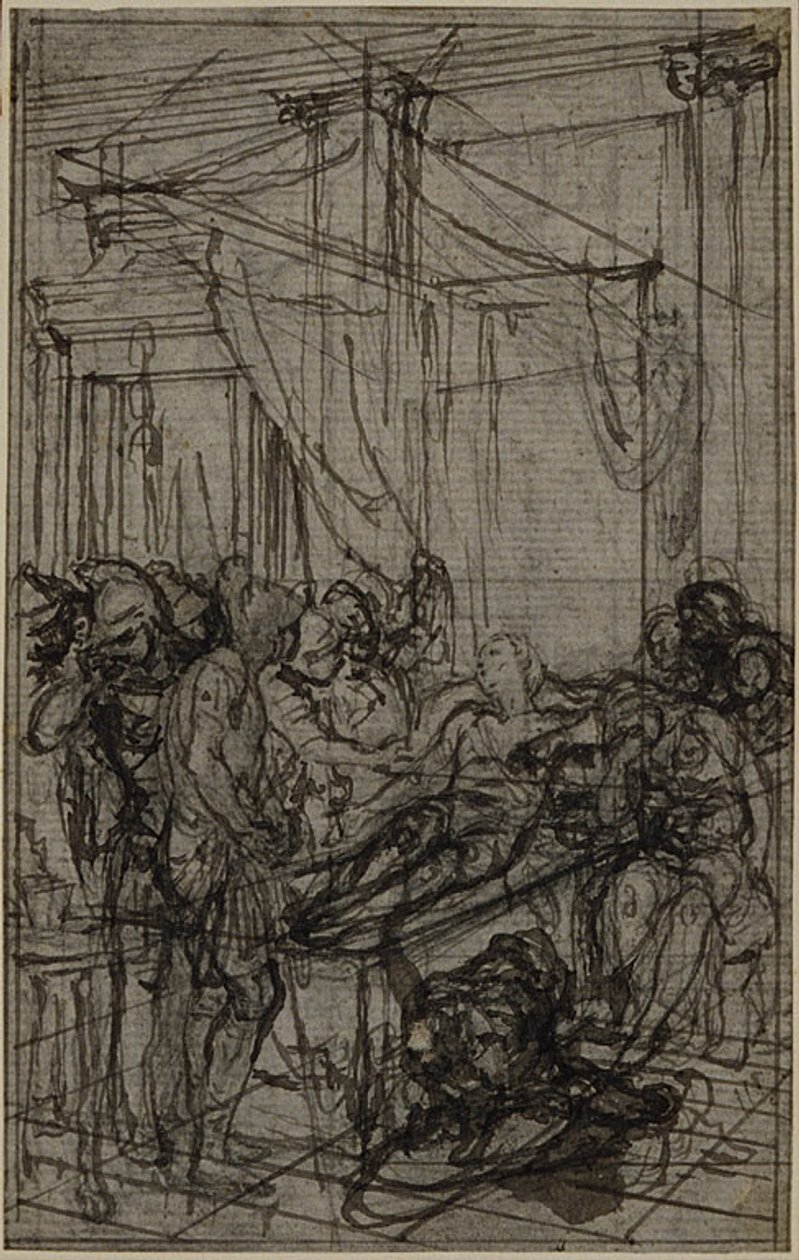 Studie voor een illustratie in Tacitus "Tiberius, of De zes eerste boeken van de Annalen" Boek II, Deel 1 door Hubert Francois Gravelot