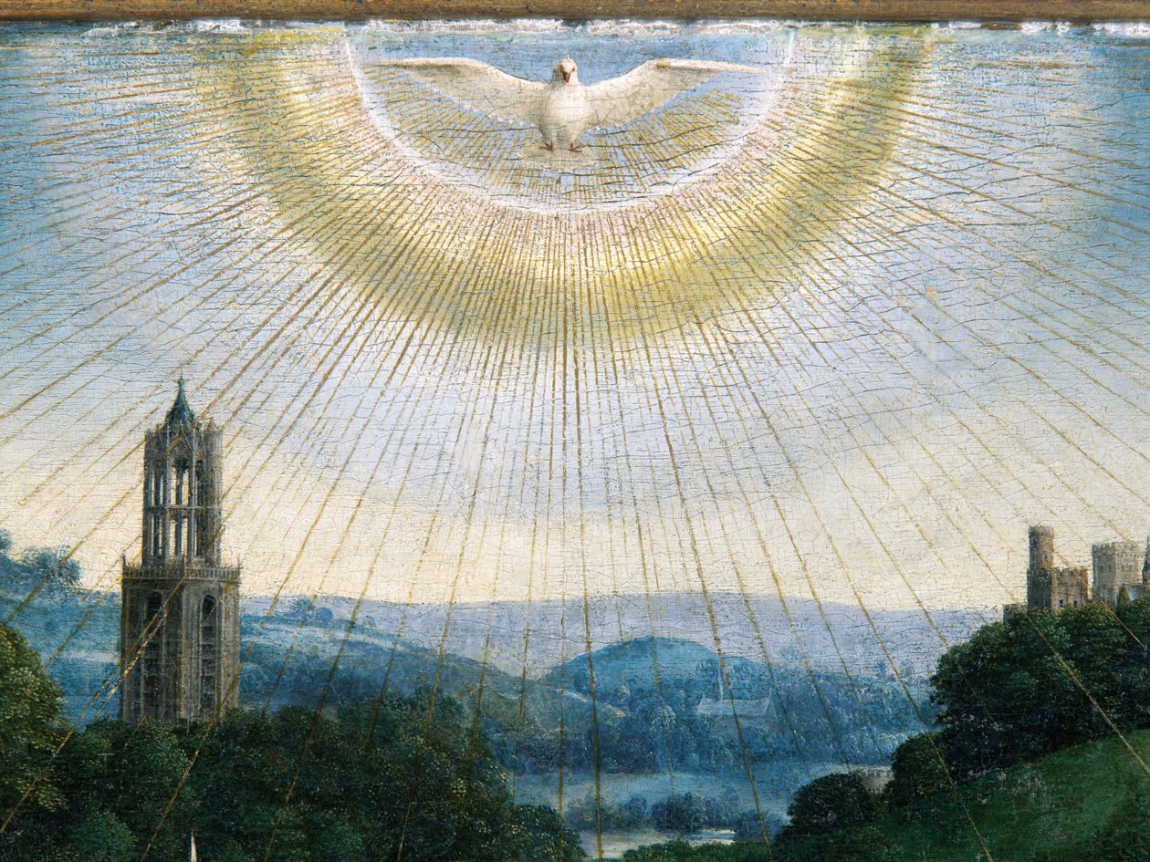Detail van de Aanbidding van het Mystieke Lam, van het Lam Gods door Hubert & Jan van (1390 1441) Eyck