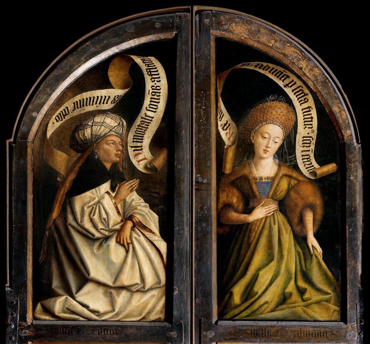 Erythraeïsche Sibylle en de Cumaeïsche Sibylle, van de buitenkant van de linker vleugel van het Gentse altaarstuk door Hubert & Jan van (1390 1441) Eyck