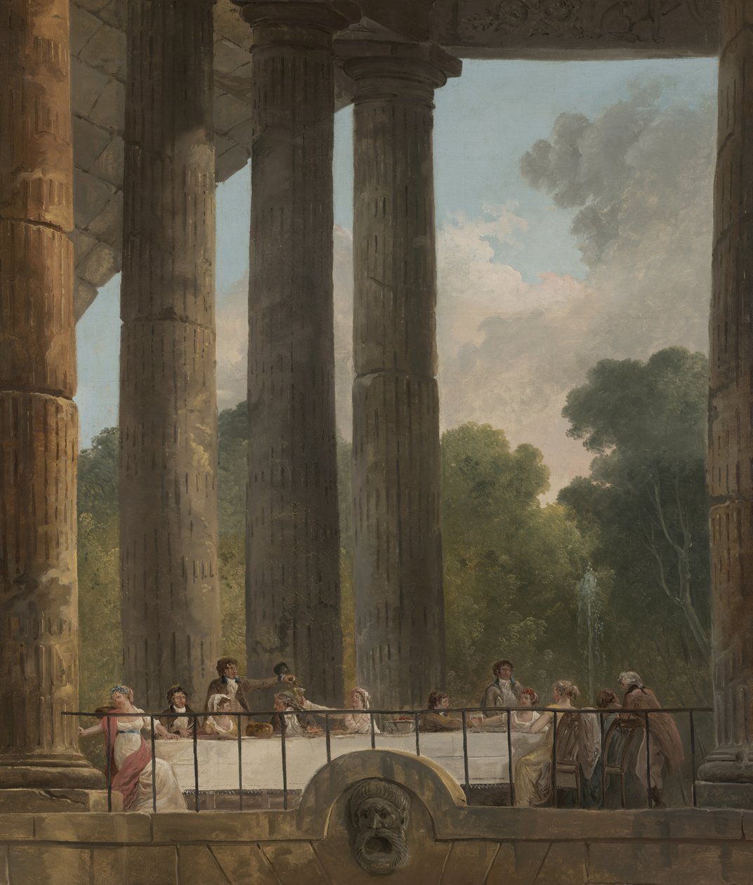 Een banket in de ruïnes van een tempel door Hubert Robert