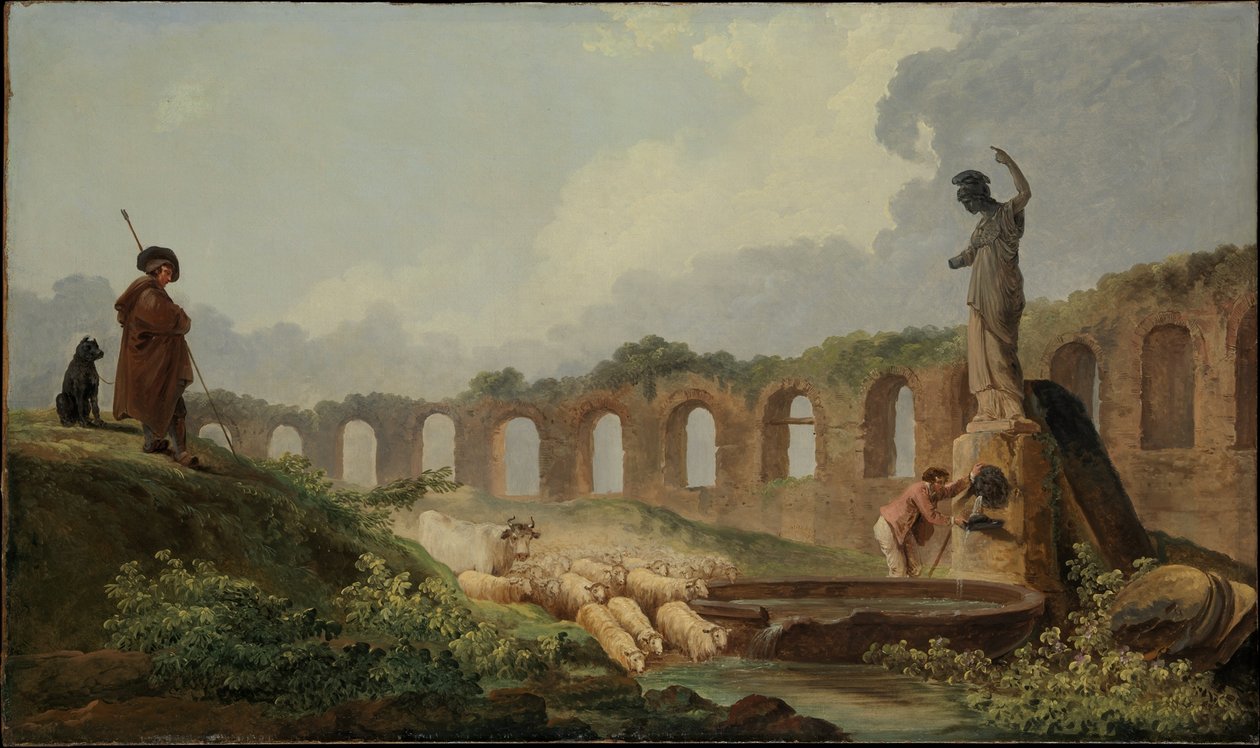 Aquaduct in ruïnes door Hubert Robert