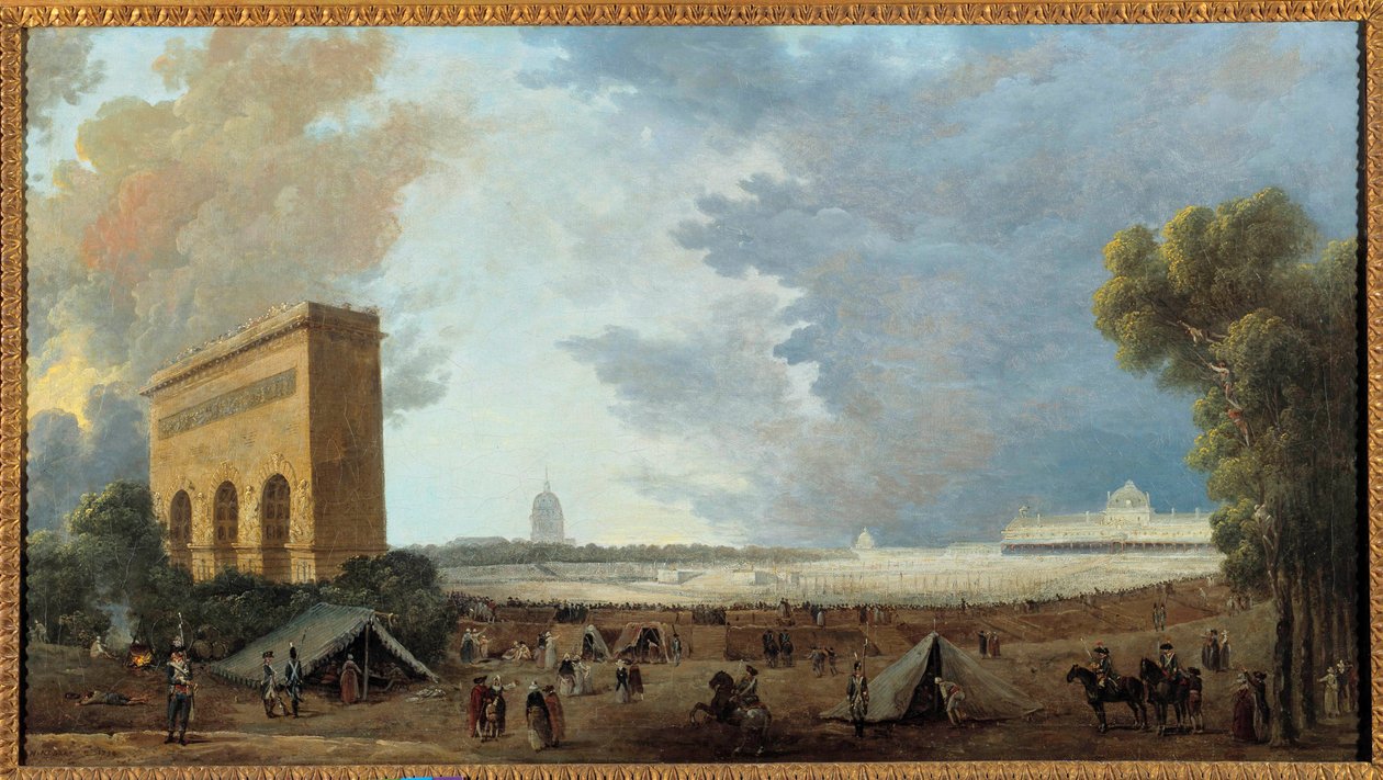 Fête de la Fédération Nationale gevierd op het Champ de Mars in Parijs op 14 juli 1790 door Hubert Robert