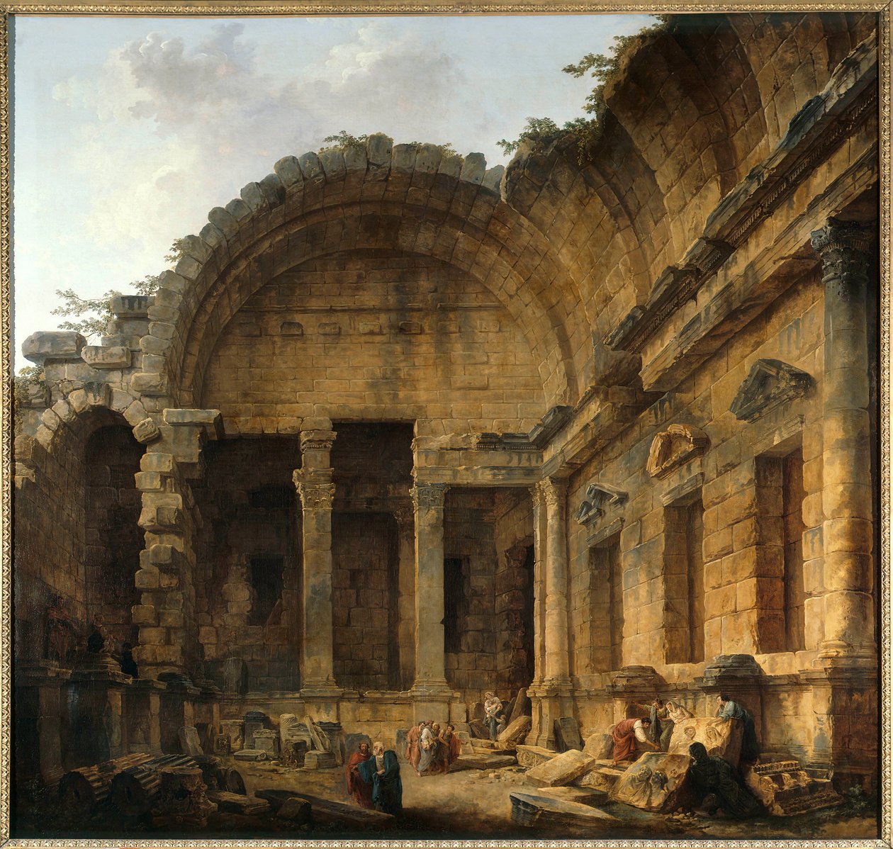 Interieur van de Tempel van Diana in Nimes door Hubert Robert