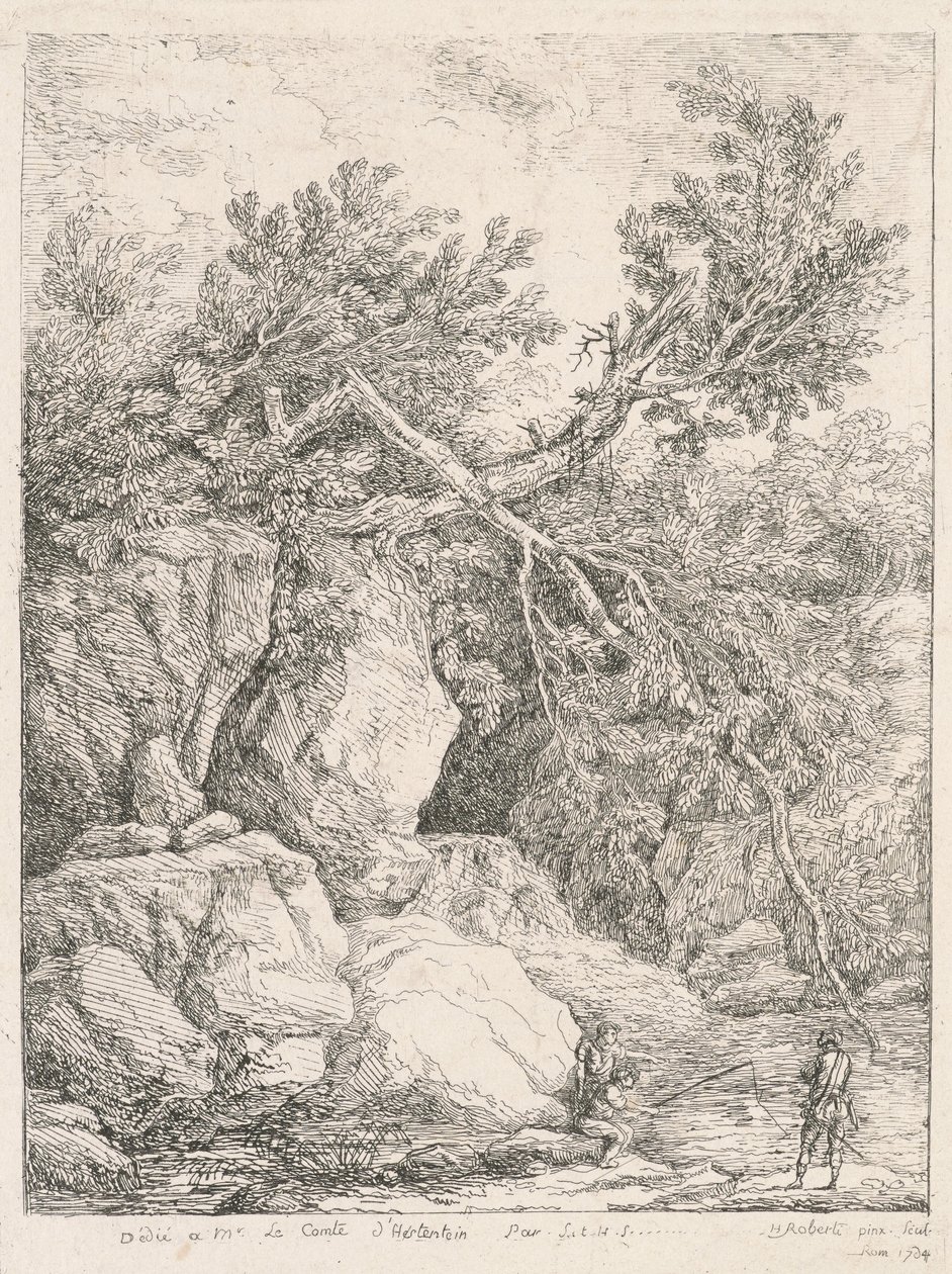 Landschap met een Omgevallen Boom door Hubert Robert