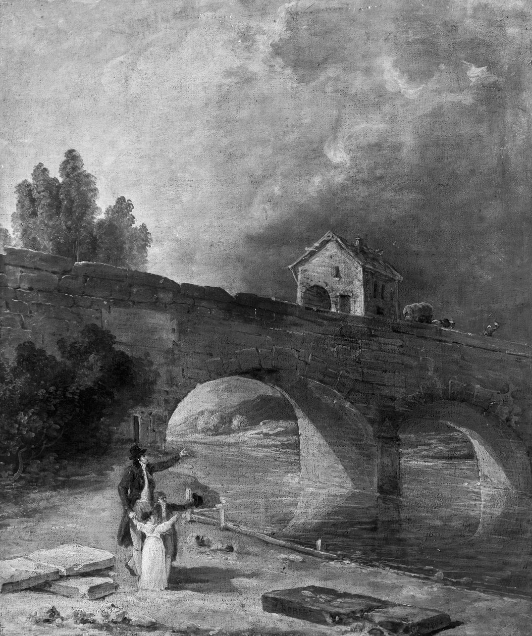 Landschap met brug door Hubert Robert