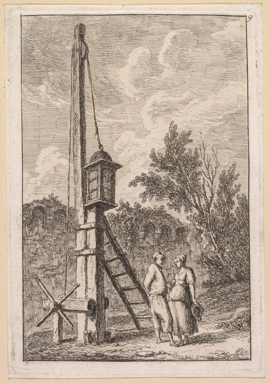 Les Soirées de Rome: Le Poteau door Hubert Robert