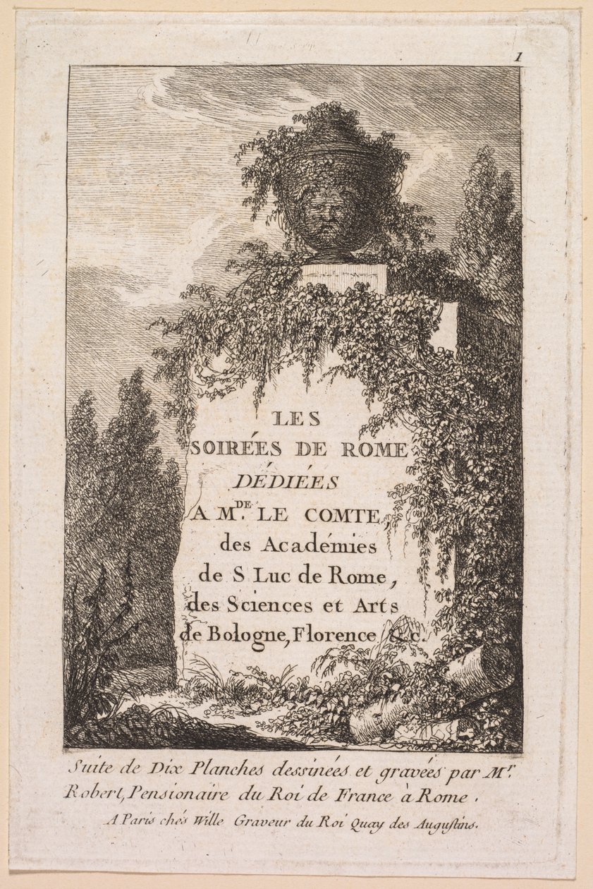 Les Soirées de Rome: Titelpagina door Hubert Robert