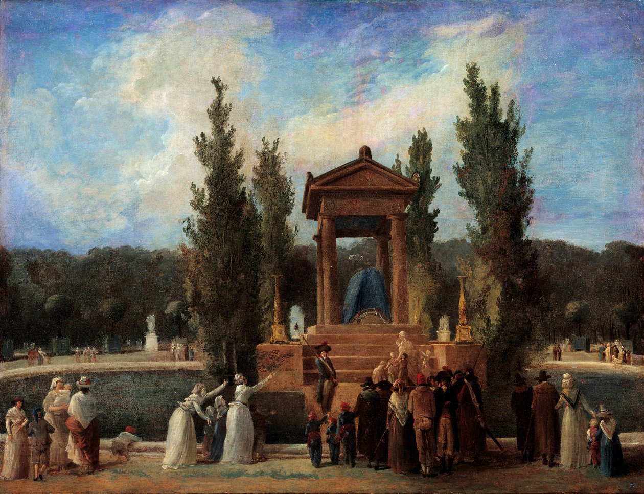 Monument opgericht in de Tuilerieën ter ere van Jean Jacques Rousseau door Hubert Robert