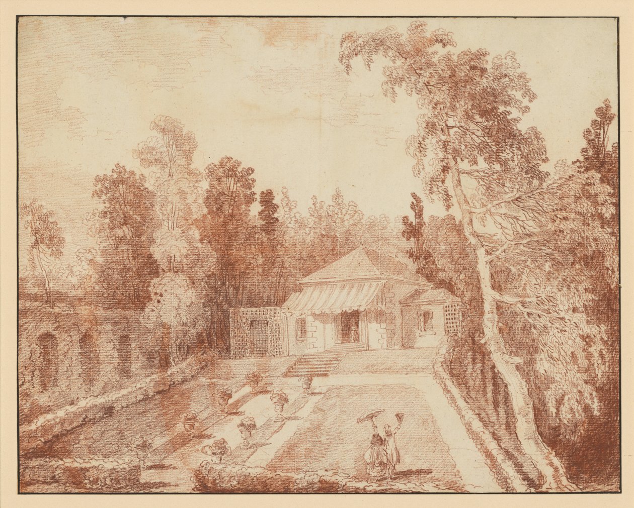 Paviljoen in een park door Hubert Robert