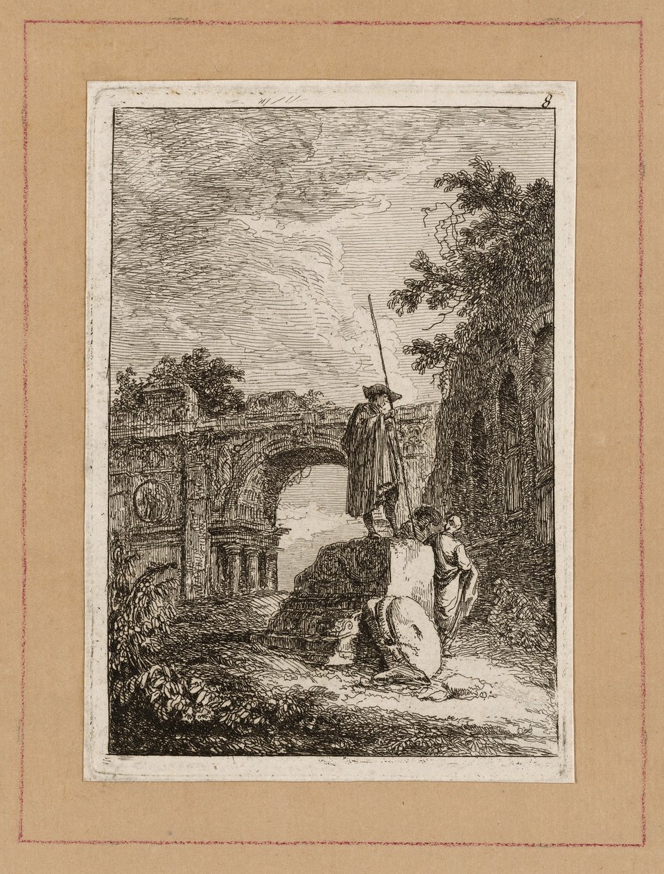 Plaat Acht uit Avonden in Rome door Hubert Robert