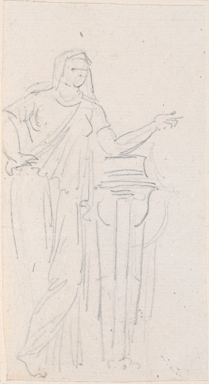 Standbeeld van een Vestaalse Maagd door Hubert Robert