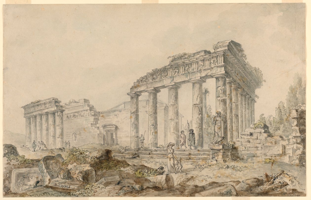Tempel van Minerva, Athene, Griekenland door Hubert Robert