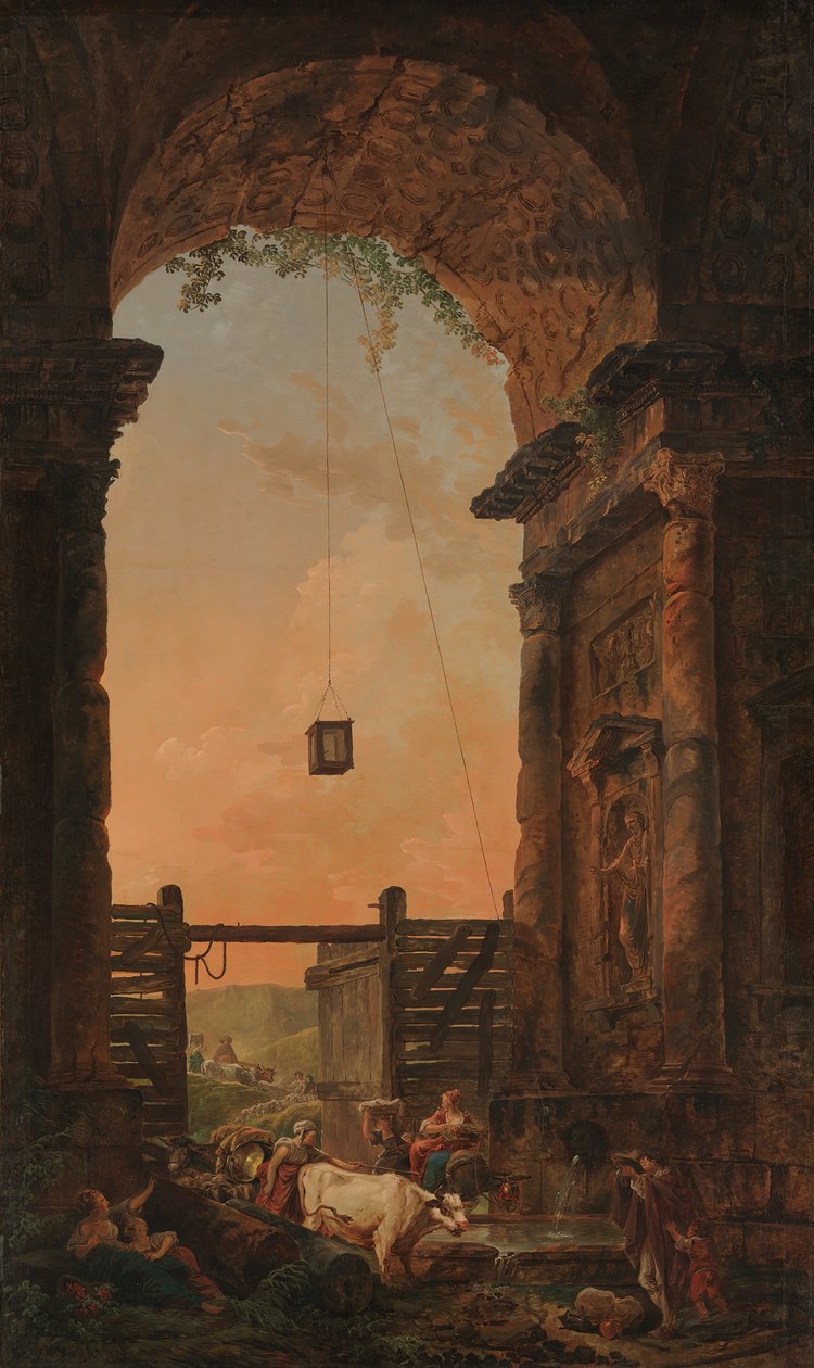 De terugkeer van het vee door Hubert Robert