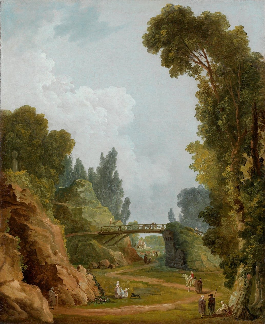 De rustieke brug, Château de Méréville, Frankrijk door Hubert Robert