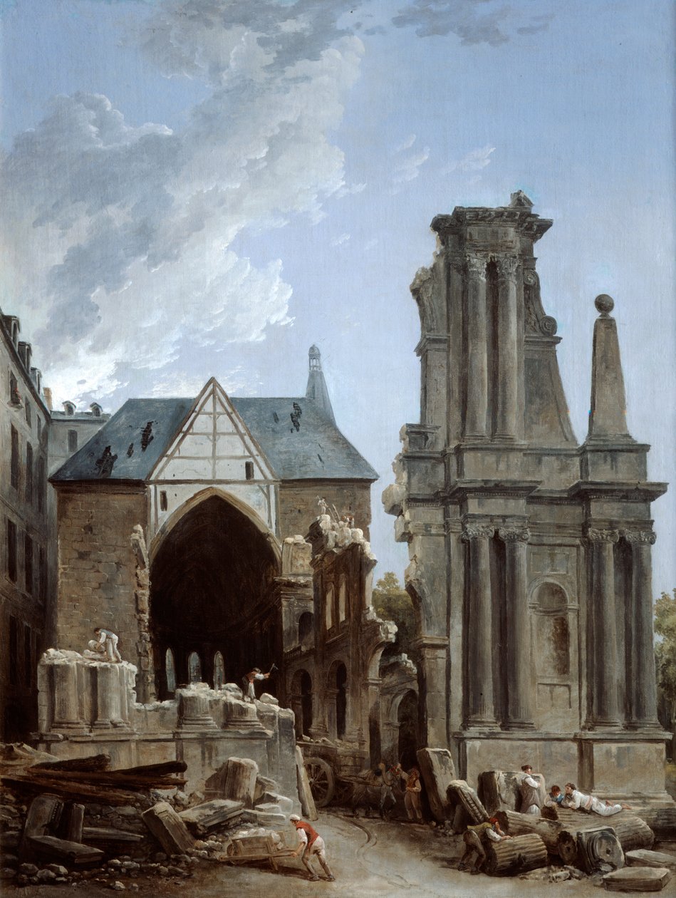 De sloop van de kerk van de Feuillants, 1805 door Hubert Robert