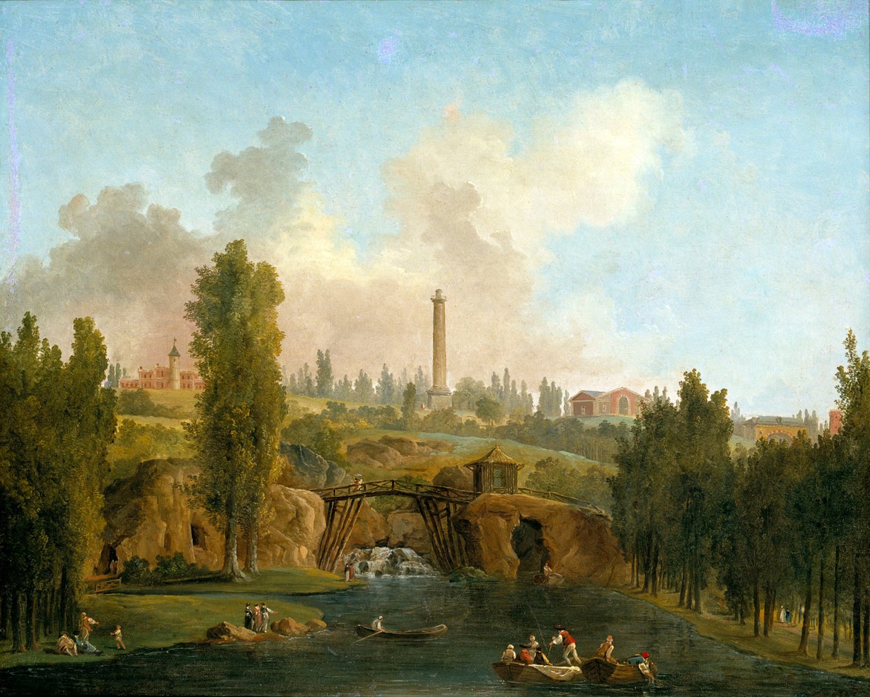 Gezicht op het park van Méréville door Hubert Robert
