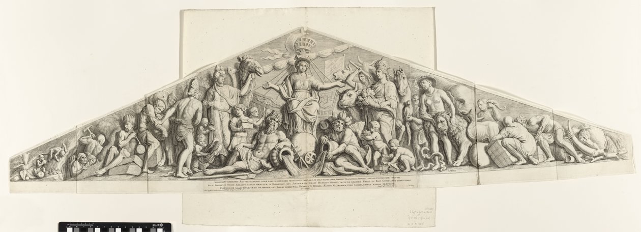 Allegorie van de handel van Amsterdam met de vier continenten door Hubertus Quellinus