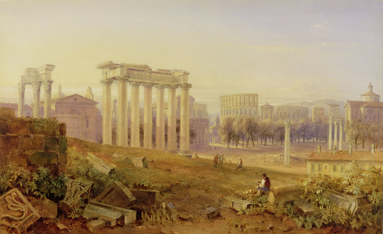 Over het Forum, Rome, 1828 door Hugh William Williams