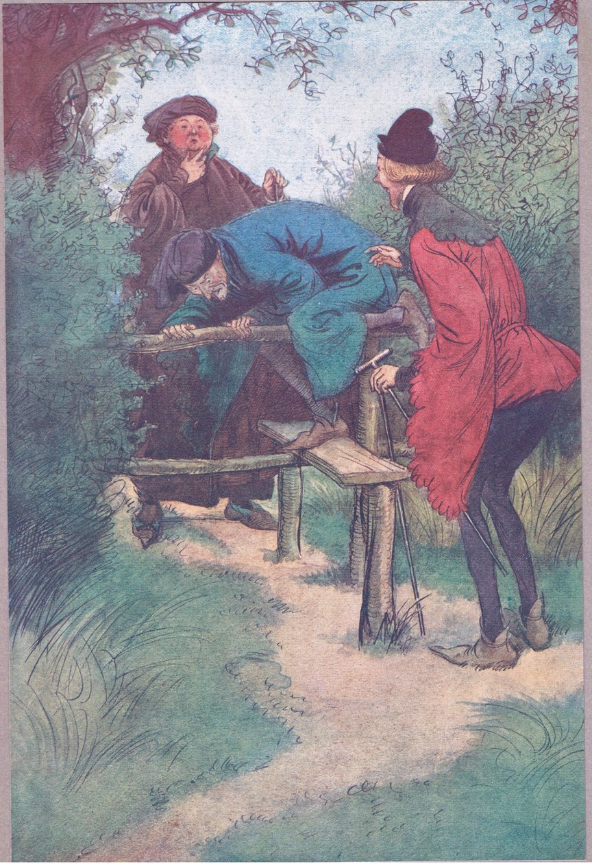 Daar komt mijn meester, Meneer Shallow en een andere heer uit Frogmore, illustratie uit The Merry Wives of Windsor, 1910 door Hugh Thomson