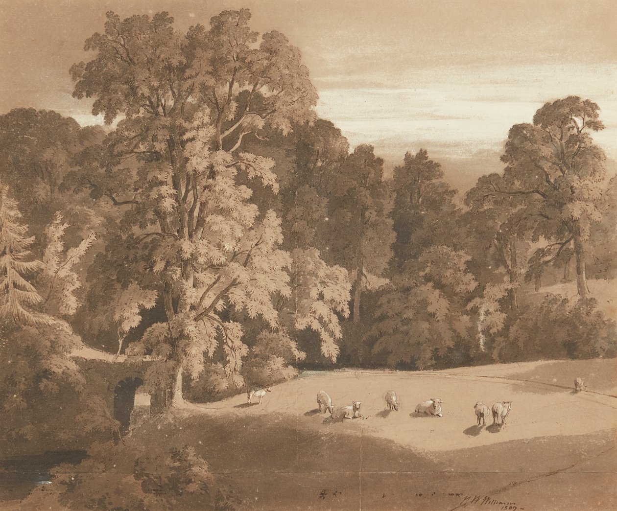 Parkland bij Minto House door Hugh William Williams