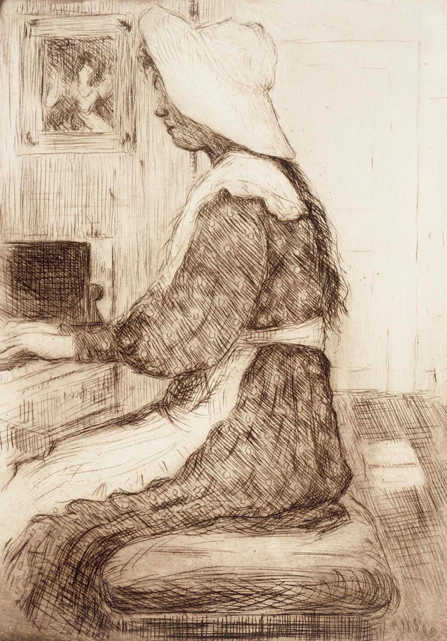 Aan de piano door Hugo Simberg