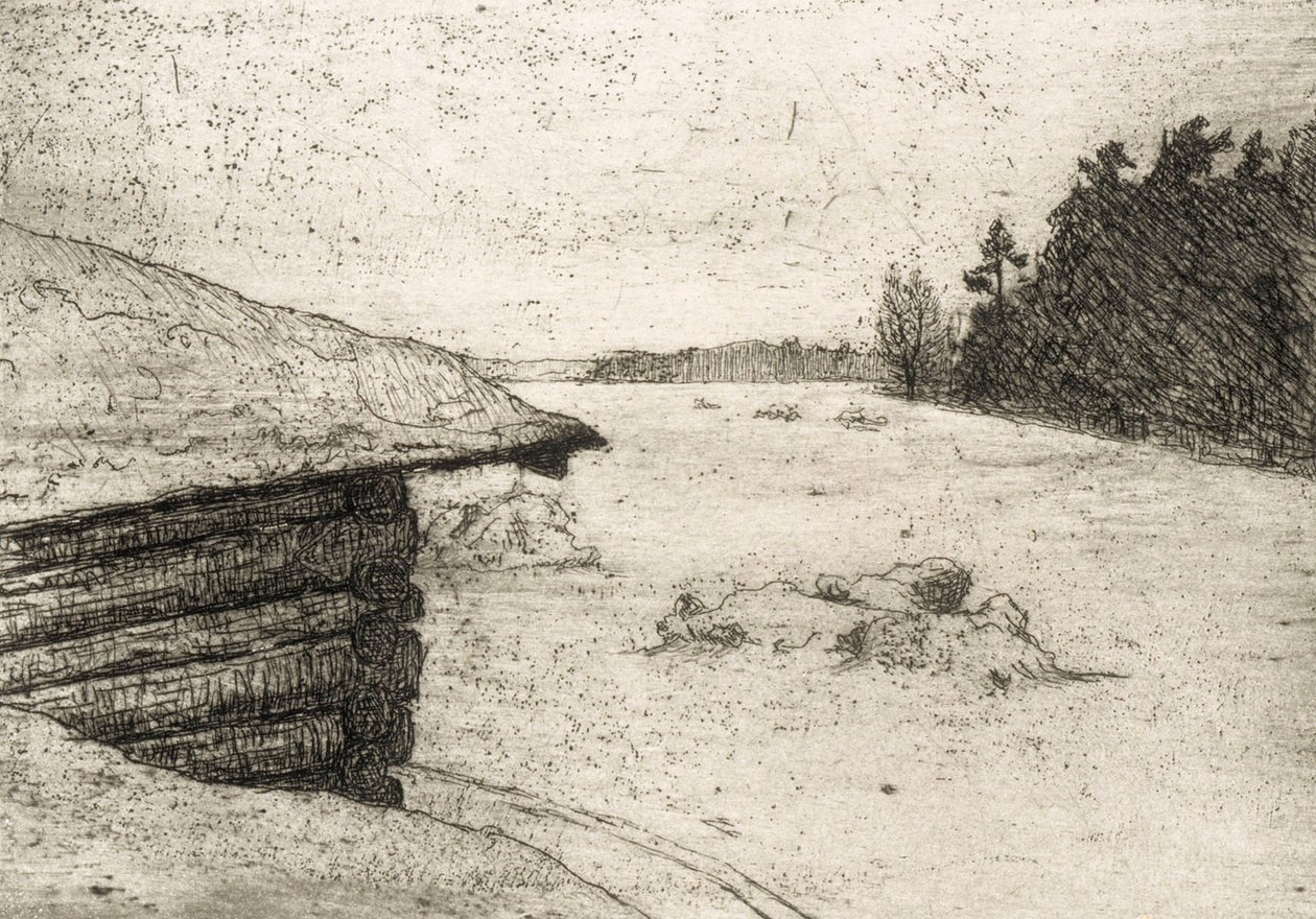Schuur in de winter door Hugo Simberg