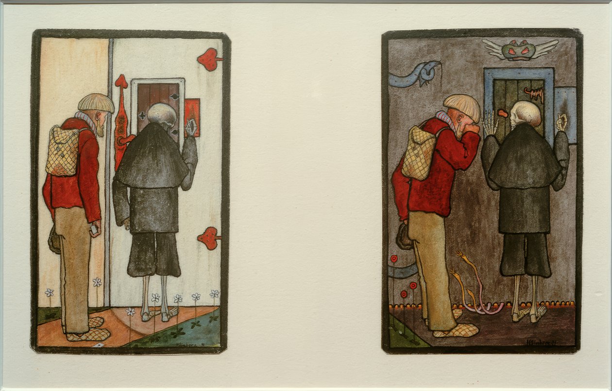 Boer en Dood voor de poorten van Hemel en Hel door Hugo Simberg