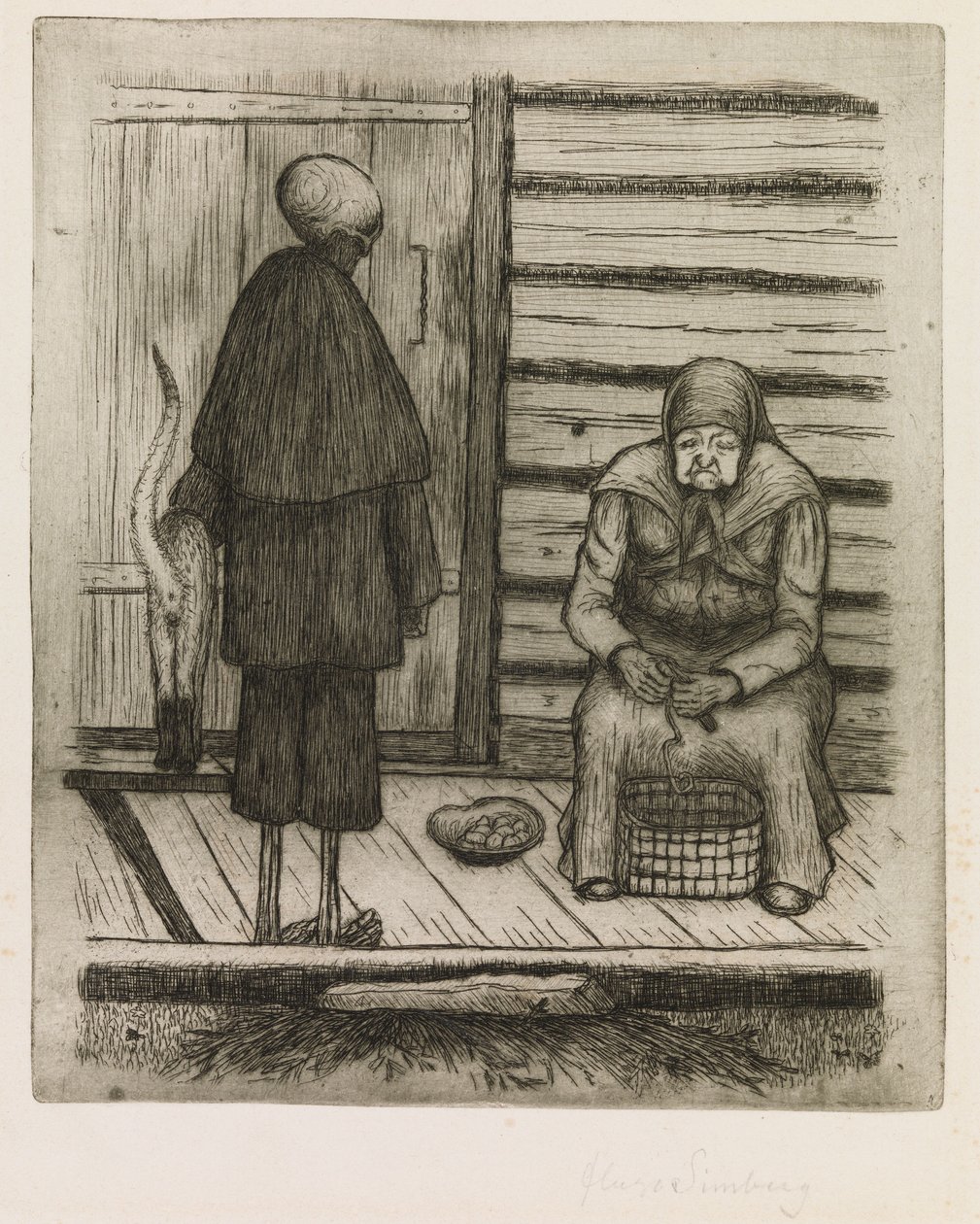 De dood en de oude vrouw door Hugo Simberg