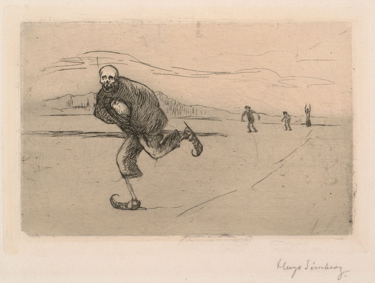 Dood op rolschaatsen ; Dood tijdens het rolschaatsen door Hugo Simberg