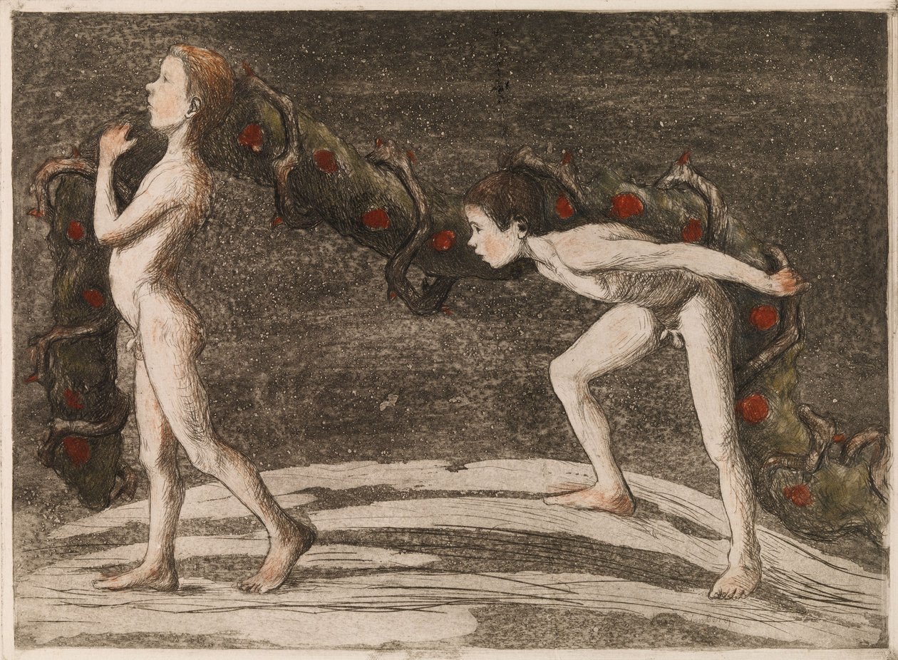 Guirlandedragers II door Hugo Simberg
