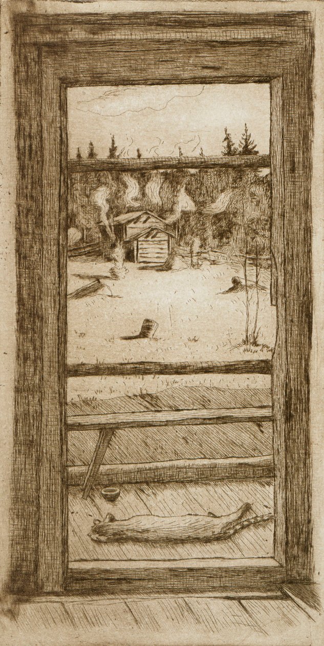 De sauna verwarmen door Hugo Simberg
