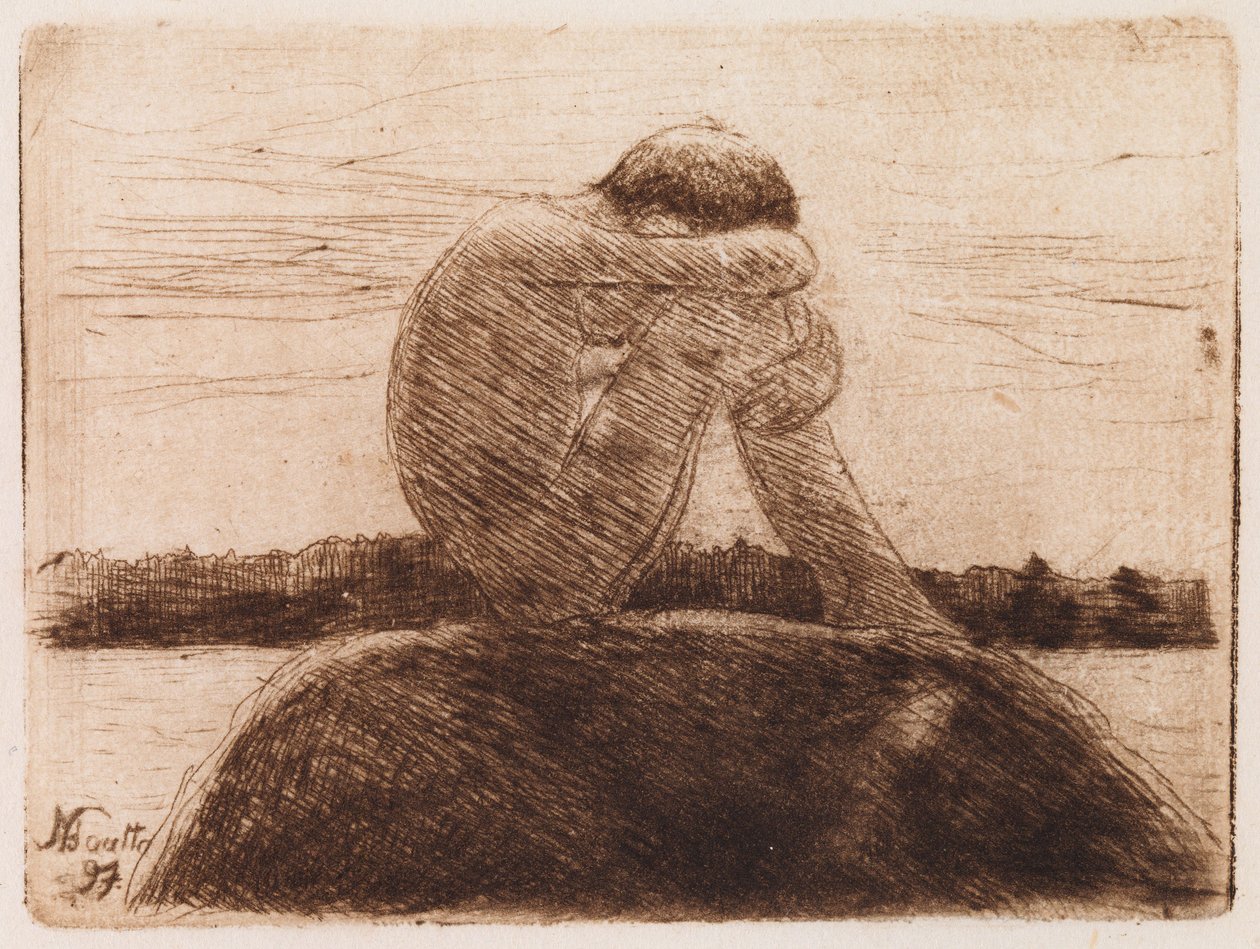 Op de rots aan de oever door Hugo Simberg
