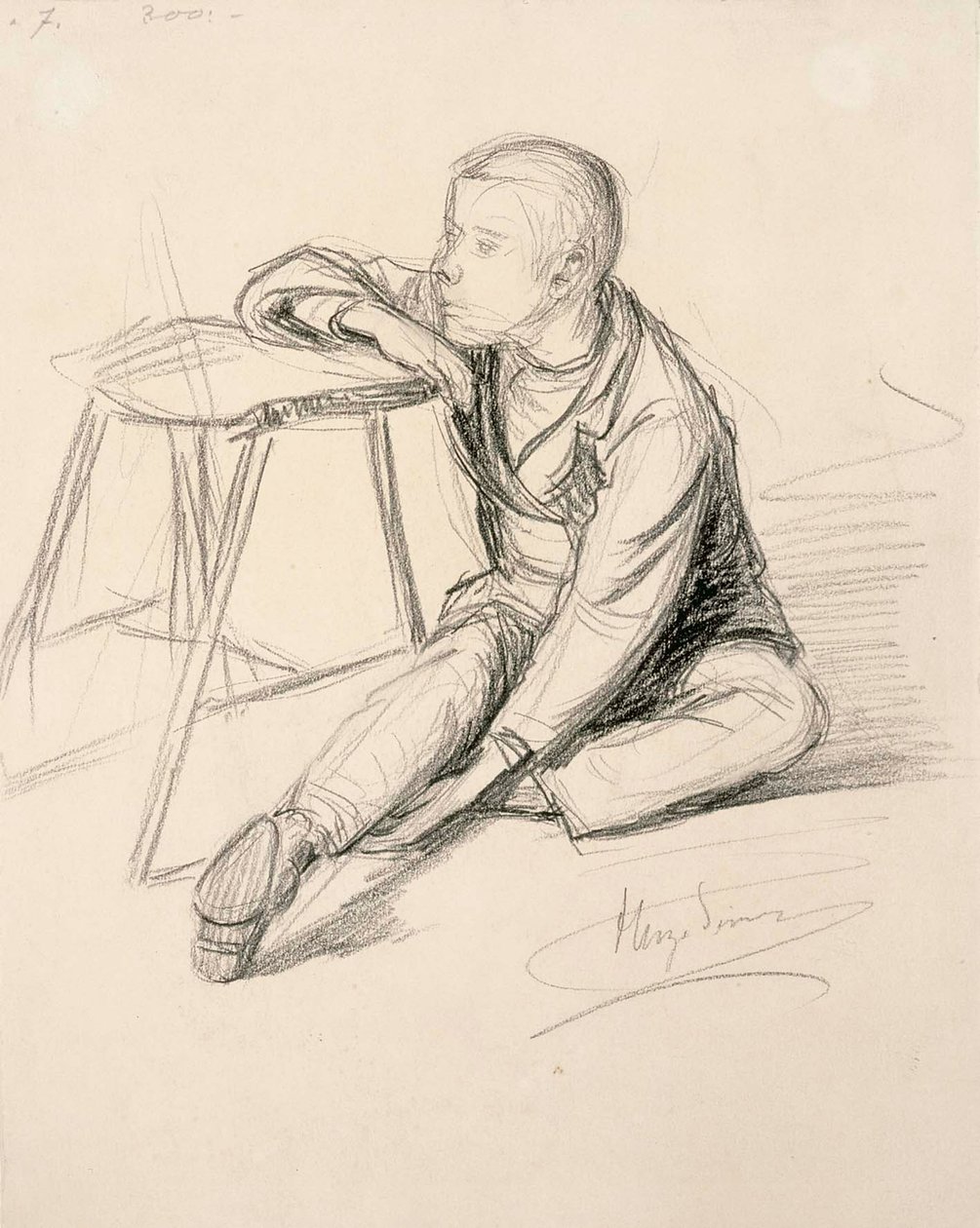 Zittende jongen door Hugo Simberg