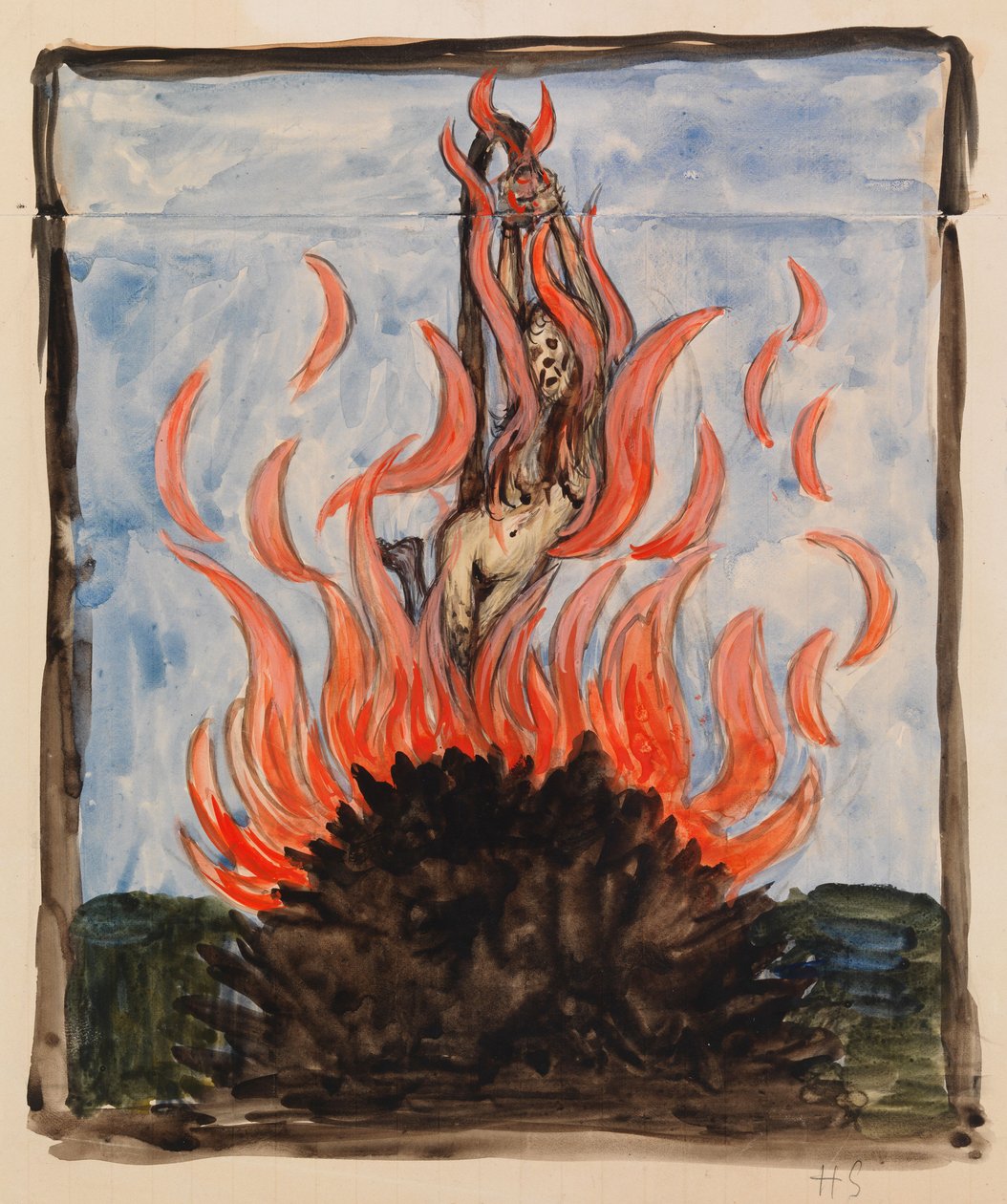 De heks aan de brandstapel door Hugo Simberg
