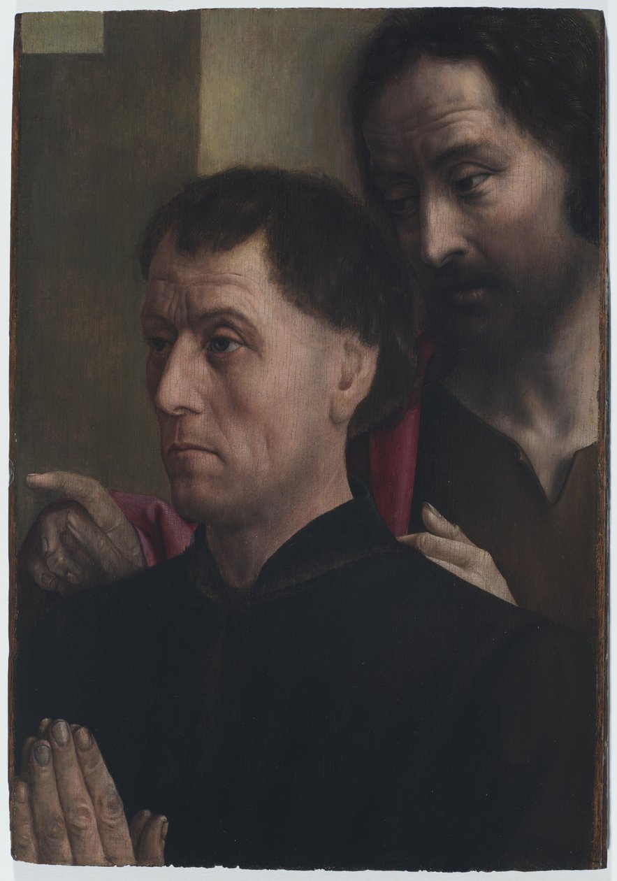 Portret van een biddende man met de heilige Johannes de Doper door Hugo van der Goes