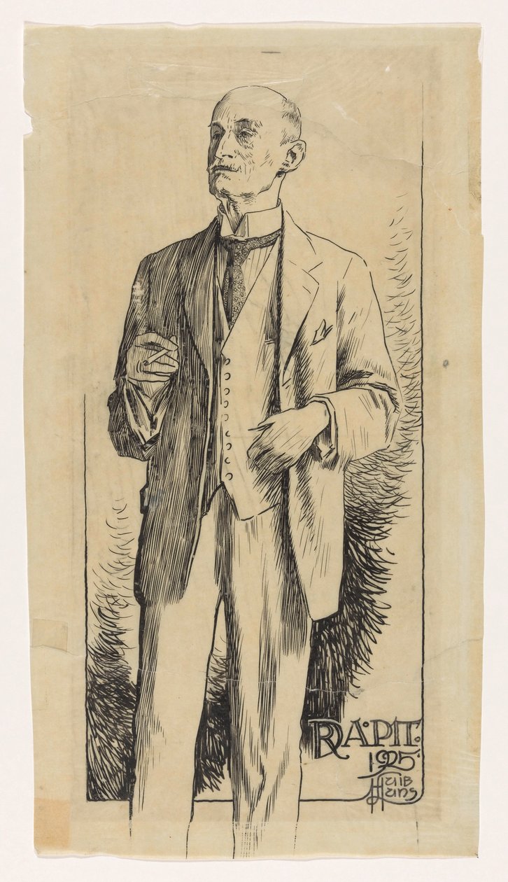 Portret van Adriaan Pit door Huib Luns (signed by artist)