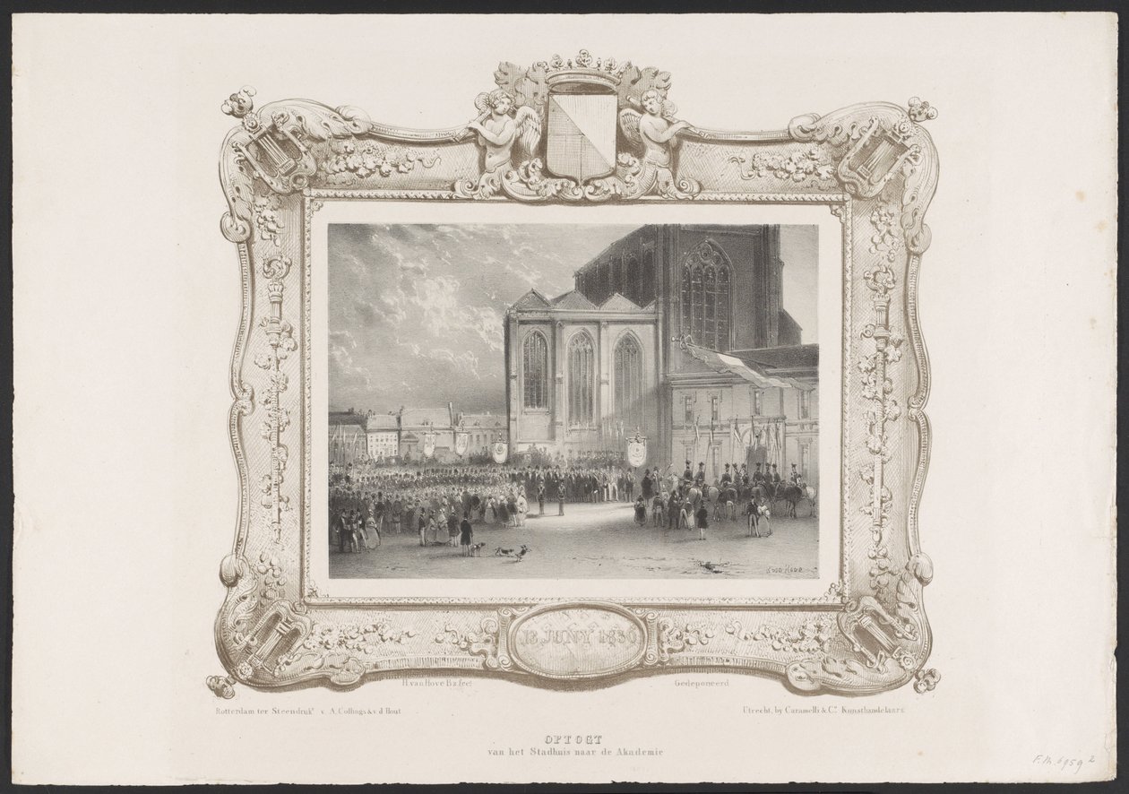 Optocht van het Stadhuis naar het Academiegebouw, 1836 door Huib van Hove Bz