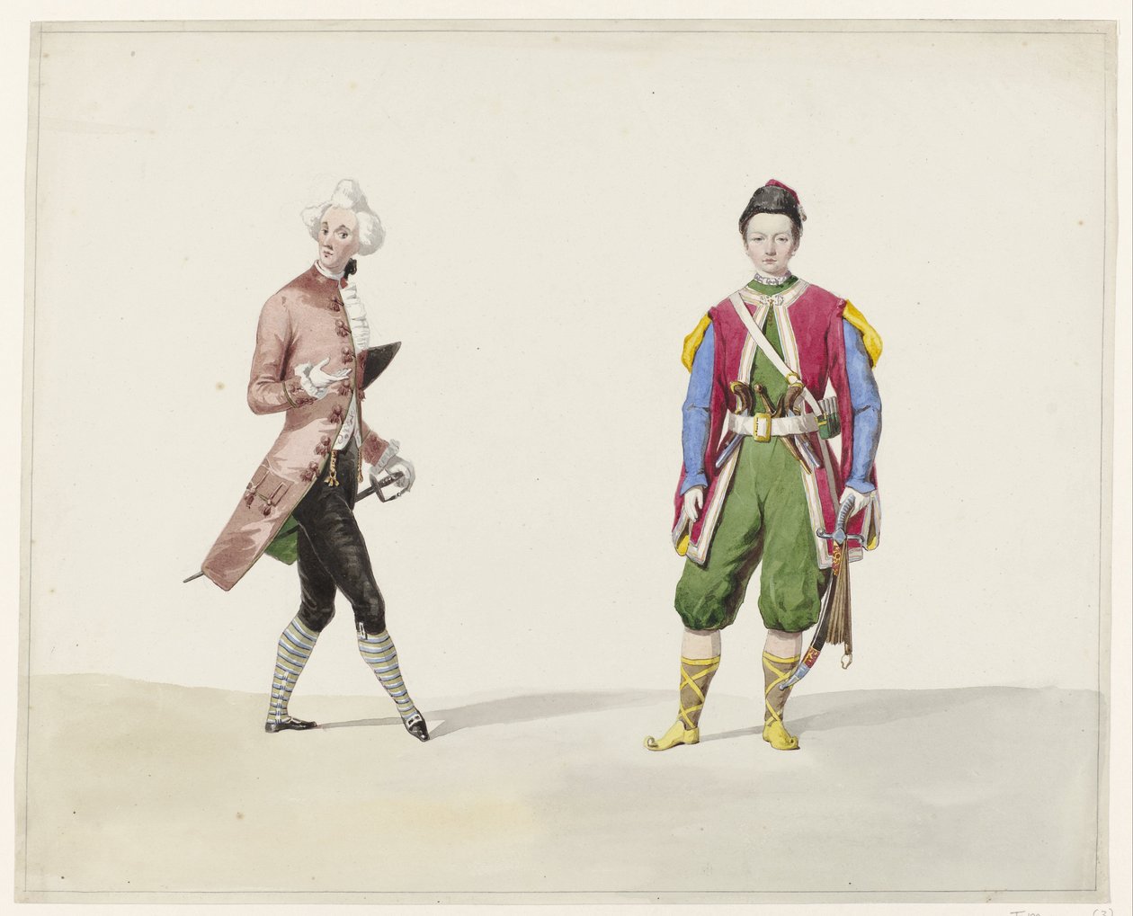 Twee mannen in historisch kostuum, 1841 door Huib van Hove Bz