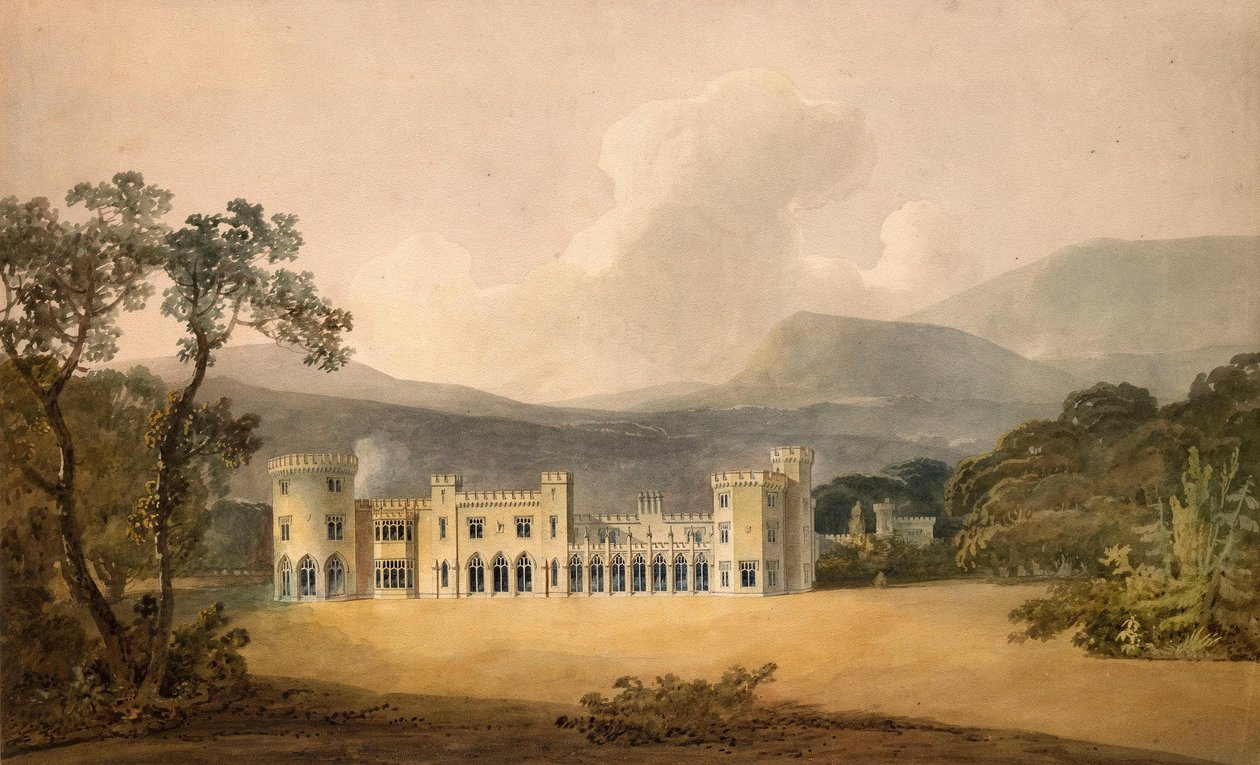 Tuinzijde van Shanbally Castle, graafschap Tipperary door Humphry Repton