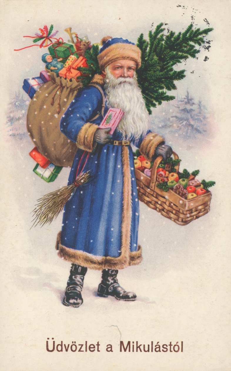 Hongaarse kerstkaart (kleurenlitho) door Hungarian School