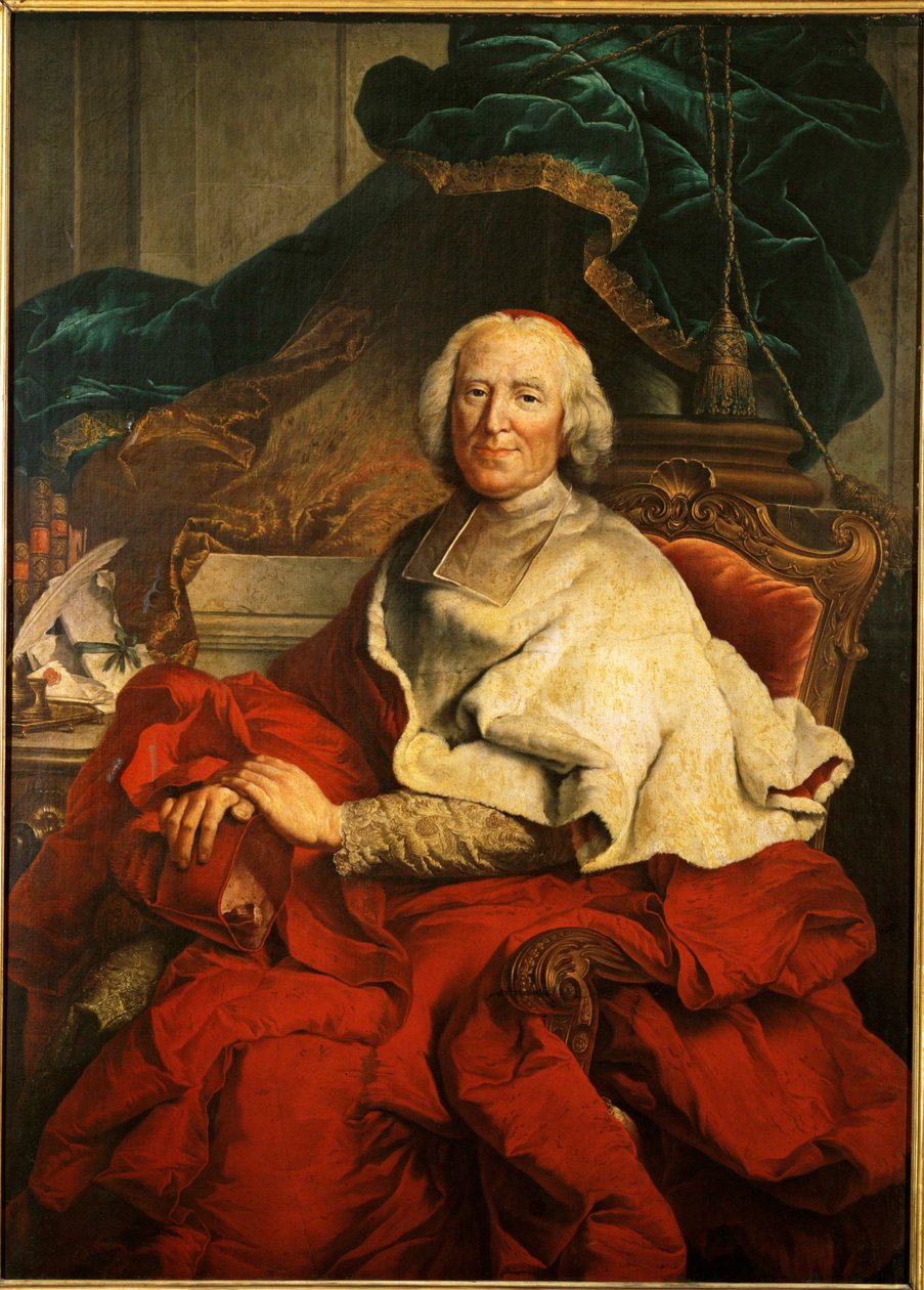Kardinaal Andre-Hercule de Fleury, opperminister van koning Lodewijk XV ... (olieverf op doek) door Hyacinthe (studio of) Rigaud